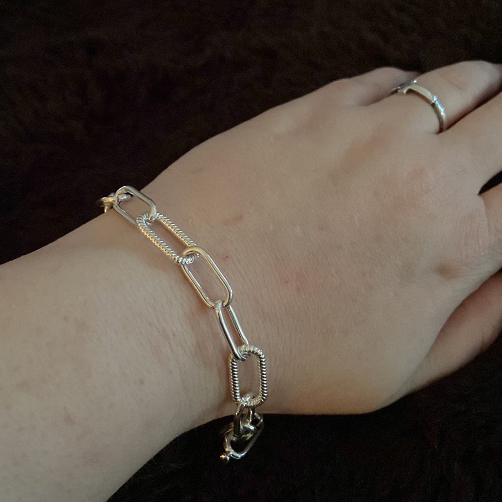 Silver link bracelet aka paper clip bracelet